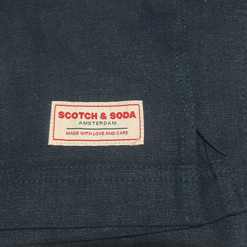 Scotch & Soda Men's Dark Blue Linen Blend Shirt M NWT